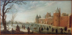 Schlittschuhläufer im Stadtgraben