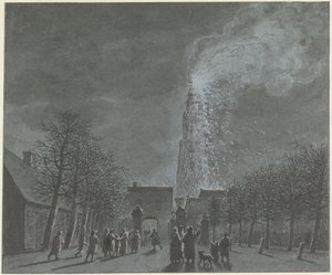 Brand im Kirchturm von Amersfoort von Jordanus Hoorn