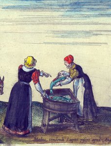 Fischweiber verkaufen und zerlegen Hecht, 1598 (Detail)