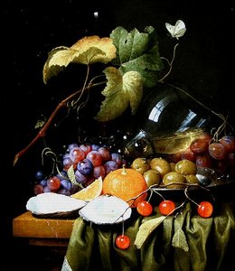 Ein Stillleben mit Früchten, Reben und einer Auster von Joris van Son