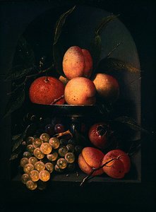 Eine Tazza mit Obst in einer Steinnische von Joris van Son
