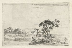 Landschaft mit Figuren bei einem Baum