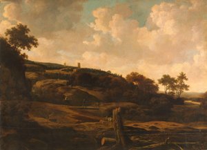 Gebirgige Landschaft mit einer Ruine