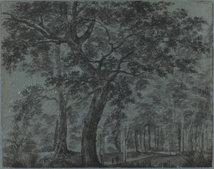 Wald bei Nacht mit Reisenden