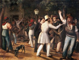 Meuterei auf den Ramblas, Barcelona (Volksaufstand vom 5. August 1835) von José Arrau y Barba