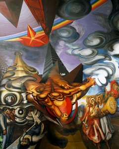 Fresko von Jose Clemente Orozco an der Decke des Auditoriums des Hospital de la Raza in Mexiko-Stadt, Mexiko von José Clemente Orozco