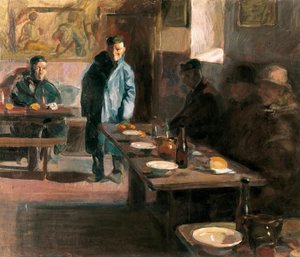 Das Mahl hat Suppe. Gemälde von Jose Benlliure Ortiz (1884-1916). Öl auf Leinwand. Museum der Schönen Künste Saint Pius V, Valencia.