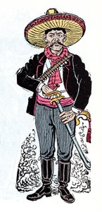 Mexikanische Revolution (1910-1920) - Salazar Amador, revolutionärer Anhänger von Emiliano Zapata - Holzschnitt von Jose Guadalupe Posada (1852-1913)