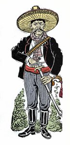 Porträt von Amador Salazar während der mexikanischen Revolution von 1910. Xylographie von Jose Guadalupe Posada (1852-1913)