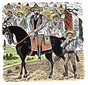 Die Mexikanische Revolution (1910-1920): Porträt von Francisco Indalecio Madero (1873-1913), mexikanischer Revolutionär. Xylographie von Jose Guadalupe Posada (1852-1913)