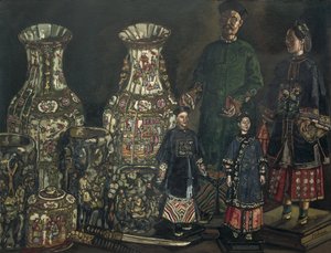 Chinesen und Vasen, 1927, Expressionismus von Jose Gutierrez Solana