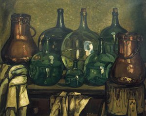 GUTIERREZ SOLANA, Jose (1886-1945). Stillleben mit Flasche. 1927. Zeitgenössische Kunst. Öl auf Leinwand. Private Sammlung von Jose Gutierrez Solana