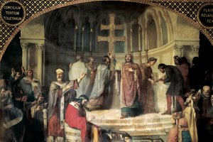 Drittes Konzil von Toledo im Jahr 589 unter dem Vorsitz von Isidor von Sevilla von Jose Marti y Monso