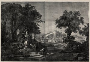 Antikes Griechenland: Blick auf die Gärten der Venus in Athen. Gravur nach einem Gemälde von Joseph Hoffmann in „L