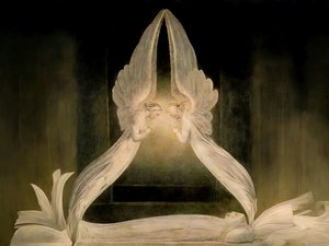 Christus im Grab von Engeln bewacht von Josef Johann Michel