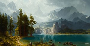 JJM rekreiert Bierstadt-A: Sierra Nevada (Panorama)