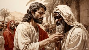 Jesus heilt den blinden Bettler von Josef Johann Michel