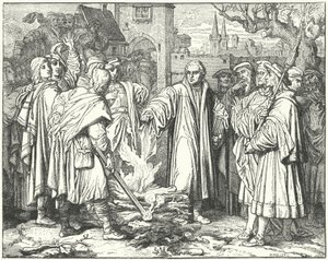 Martin Luther verbrennt die päpstliche Bulle in Wittenberg, 1520