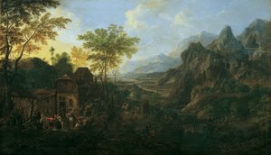 Ideale Landschaft mit Bauernkirmes von Josef Orient
