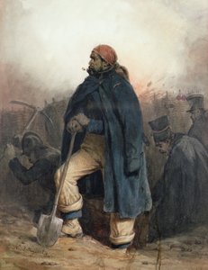Soldat mit Spaten