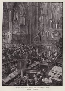 Sonntagnachmittagsgottesdienst in der Westminster Abbey, London von Joseph (after) Finnemore