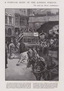 Der Bedarf an Pferdeambulanzen auf den Straßen von London (Lithografie)