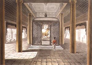 Ein Soldat in einem Tempel in Rangoon, gestochen von George Hunt von Joseph (after) Moore
