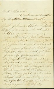 Brief unterschrieben Joseph A. Fardell, Benton Barracks, St. Louis, Mo., an Mutter, 12. November 1863 von Joseph A. Fardell