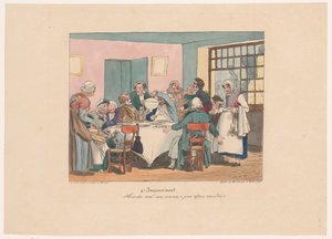 Gesellschaft am Tisch beim Fasten von Joseph Ambroise Jobard