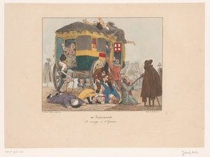 Omnibus mit Passagieren wird überfallen von Joseph Ambroise Jobard