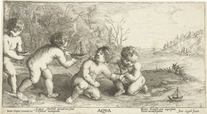 Kinder spielen mit Booten von Joseph Antoine Cochet