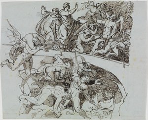 Am Pechsee der Krämer, der Ratsherr von Lucca (Dante Inferno, Canto 21, V 34) von Joseph Anton Koch