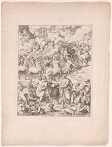 Dante überquert auf dem Rücken des Kentauren Nessus den Blutstrom der Tyrannen und Mörder von Joseph Anton Koch