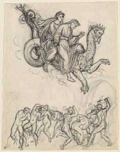 Dante und Virgil reiten auf dem Rücken von Geryon von Joseph Anton Koch