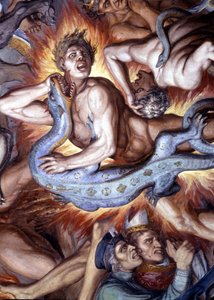 Dantes Inferno (Göttliche Komödie) - (Detail) eines Freskos von Joseph Anton Koch, Casino Massimo, Rom von Joseph Anton Koch
