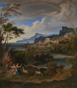 Heroische Landschaft mit Regenbogen
