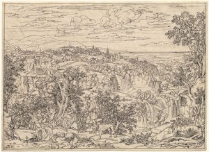 Tivoli und die Wasserfälle mit Hirtenfamilien von Joseph Anton Koch