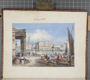 Venedig, eingeklebt auf die Titelseite von Thomas Moodys Tagebuch einer Reise durch die Schweiz und Italien, 1822