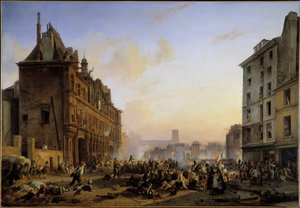 Die Drei Glorreichen Tage: Angriff auf das Pariser Rathaus am 28.07.1830 von Joseph Beaume