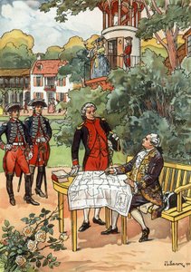 Der französische König Ludwig XVI. und der Navigator Jean Francois de Galaup, comte de Laperouse (1741-1788) im Jahr 1785, Illustration von JL Beuzon 1933