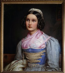 Porträt von Helene Sedlmayer, der Tochter eines Münchner Schuhmachers, in traditioneller bayerischer Tracht von Joseph Carl Stieler