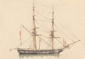 Einzelne Brigantine, Segel gerefft