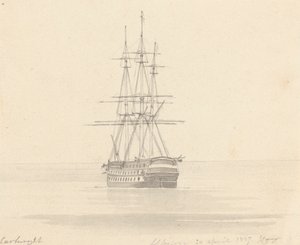 Einzelne Fregatte, Heck vorwärts; Albion 20. April 1817 von Joseph Cartwright