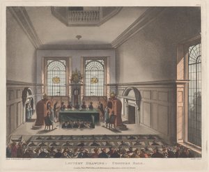 Lotterieziehung, Coopers Hall, 1. Februar 1809 von Joseph Constantine Stadler