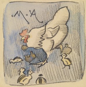 Weiße Henne und Küken