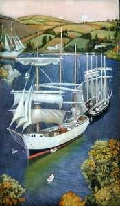 Brigs auf der Fowey-Mündung, ca. 1929 von Joseph Edward Southall