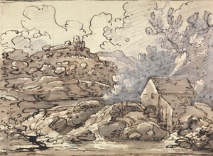 Eine Mühle an einem Wasserfall von Joseph Farington