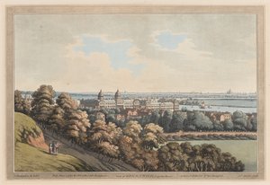 Blick auf Greenwich und den Fluss hinauf