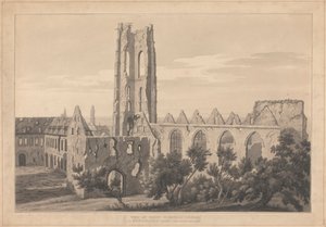 Ansicht der St. Nikolaus Kirche in Valenciennes nach der Belagerung von Joseph Farington