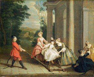 Kinder spielen mit einem Steckenpferd, ca. 1741-47 von Joseph Francis Nollekens